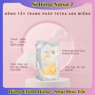 [Mẫu mới] Bông tẩy trang Pháp Tetra Medical Carrés de Cotton 600 miếng an toàn lành tính mềm mịn