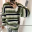 Áo len mùa đông Unisex dáng rộng chất liệu dệt kim họa tiết kẻ sọc phong cách thời trang Hàn Quốc MT33 SP201