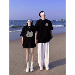 Những người yêu thích cotton mặc áo thun cotton thích hợp mùa hè không giống nhau 2024 áo thun ngắn tay mới dành cho nam và nữ có cùng áo sơ mi đế siêu lửa Instagram