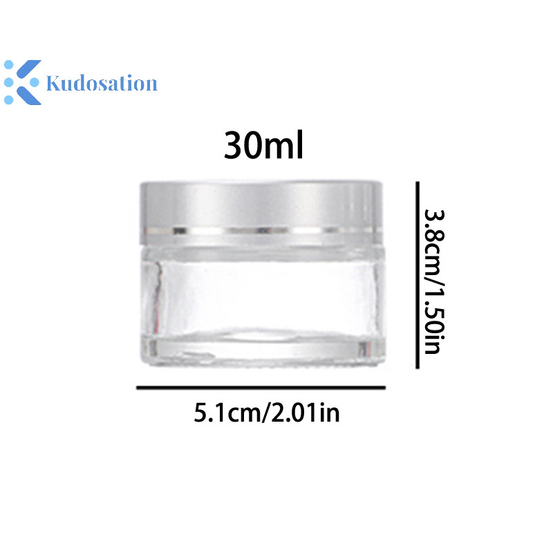 Kudosation 1 CÁI10 / 20 / 30ml Lọ Thủy Tinh Chăm Sóc Da Kem Mắt Lọ Lotion Pot Refillable Chai Trang Điểm Phấn Mắt Bảo Quản Hộp Đựng Mỹ Phẩm