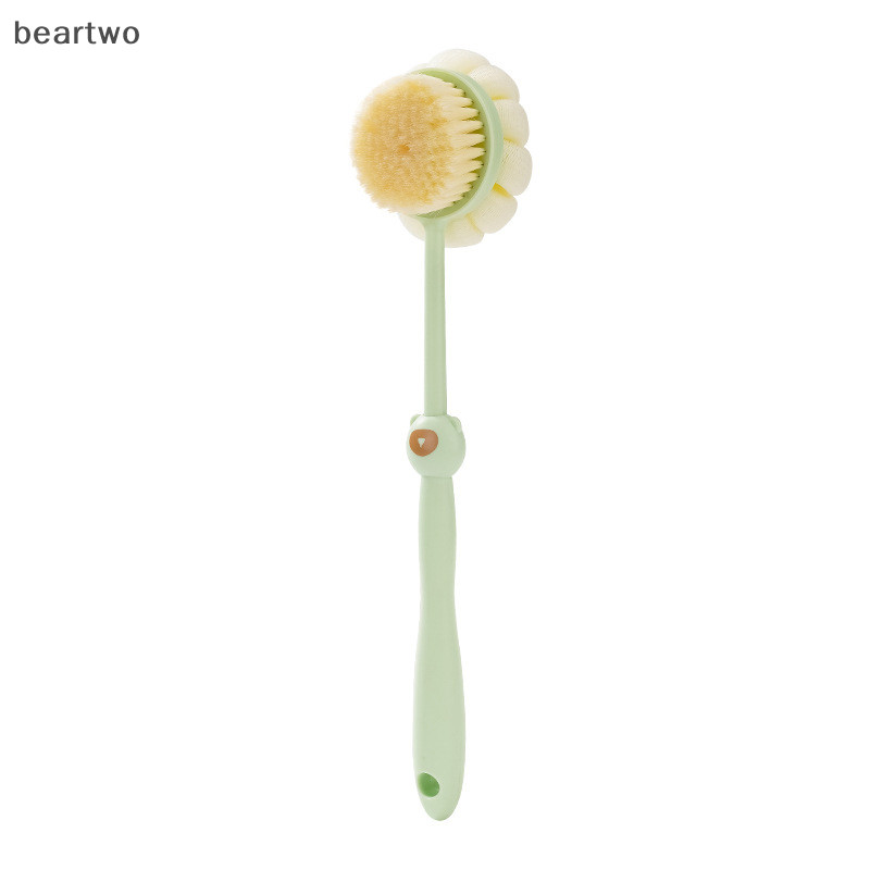 < Beartwo > Bàn chải cơ thể tắm hai mặt bằng silicon Tay cầm dài Bàn chải rửa phòng tắm Tắm Massage lưng Body Bàn chải tẩy tế bào chết Đồ dùng tắm Đẹp
