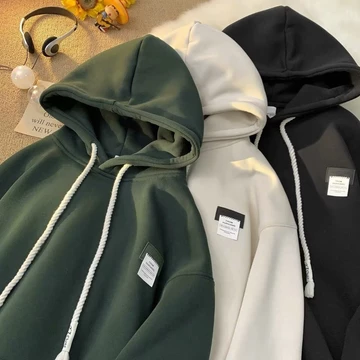 [M-8XL] Áo hoodie in nhãn màu trơn mới dành cho nam Áo khoác thời trang đa năng thông thường dành cho nam Áo khoác hoodie cỡ lớn rộng rãi dành cho nam