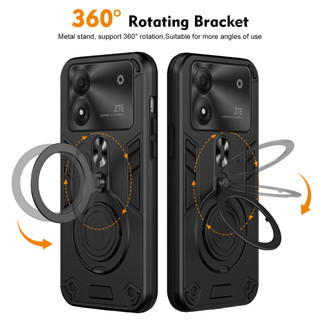 Dành Cho ZTE Blade A54 / A34 Ốp điện thoại Kim Loại Giá Đỡ Nhẫn Đế Mềm TPU Edge Cứng PC Mặt Sau Chống Sốc Mỏng Bao