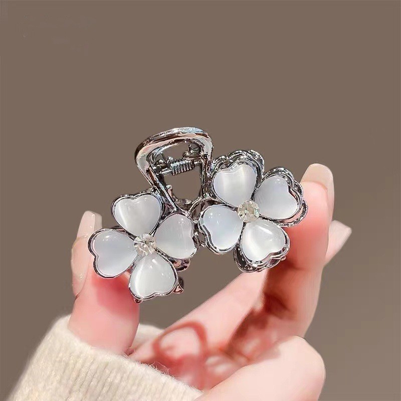 Mauropoli [Sẵn Sàng] Tính Khí Mắt Mèo Hoa Kim Loại Kẹp Tóc Nữ Giác Quan Cao Cấp Lấy Kẹp Lưng Đầu Nửa Tóc Trung Bình Kẹp Cá Mập Mũ Đội Đầu