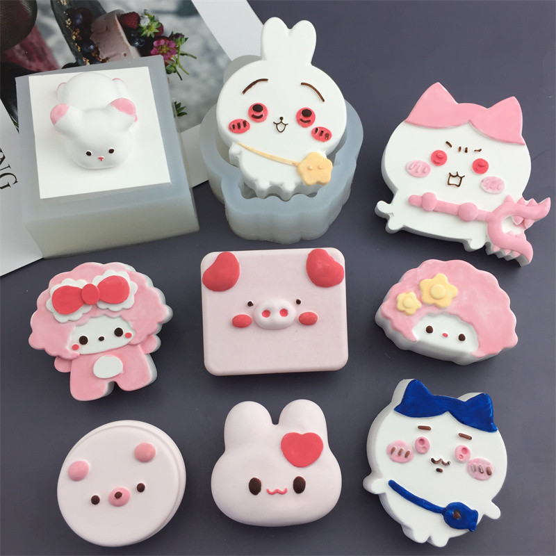 Thỏ Mèo Lợn Bánh Hình Bánh Mì Nướng Mô Hình Khuôn Silicon Mochi Đồ Chơi Khuôn Fondant Hương Liệu Thạch Cao Khuôn Bánh Sô Cô La Khuôn Làm Bánh DIY Khuôn Nướng Khuôn