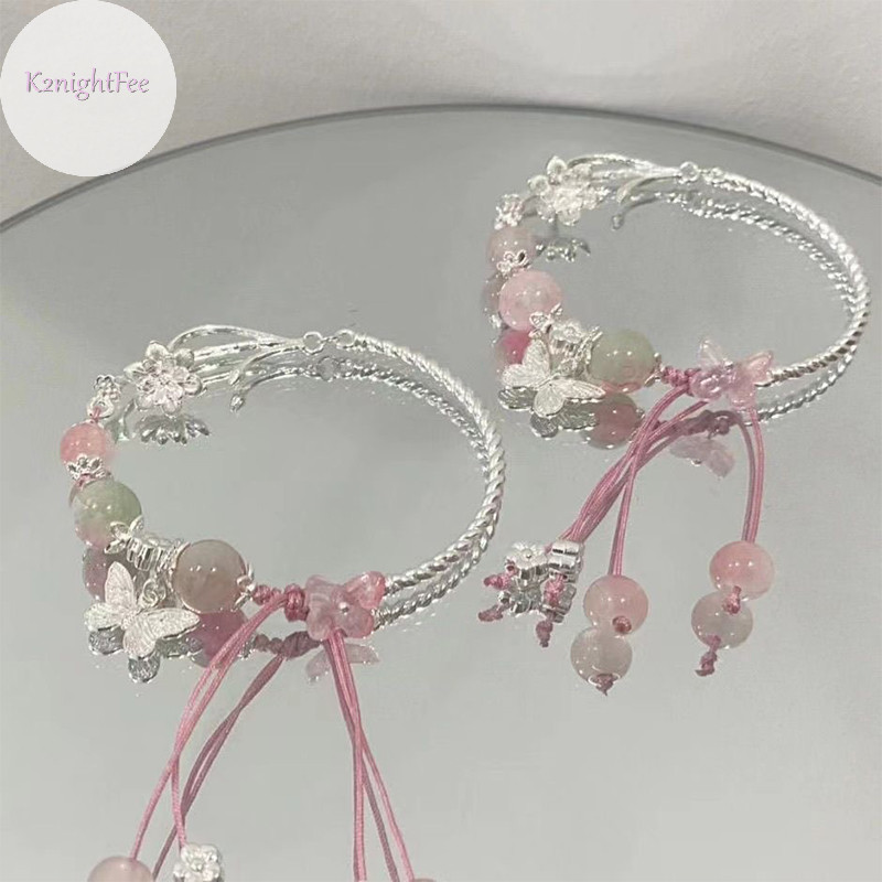 K2nightfee Mới Màu Hồng Pha Lê Hạt Vòng Tay Nữ sel Charm Vòng Tay Bé Gái Đảng Trang Sức Thời Trang Quà Tặng VN