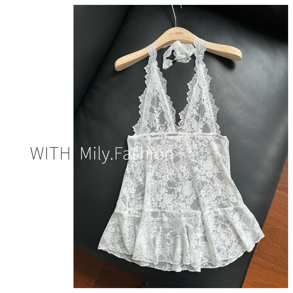 Milyfashion Mùa Xuân Sản Phẩm Mới Cô Gái Ren Retro Cổ Chữ v Sling Đáy Áo Vest