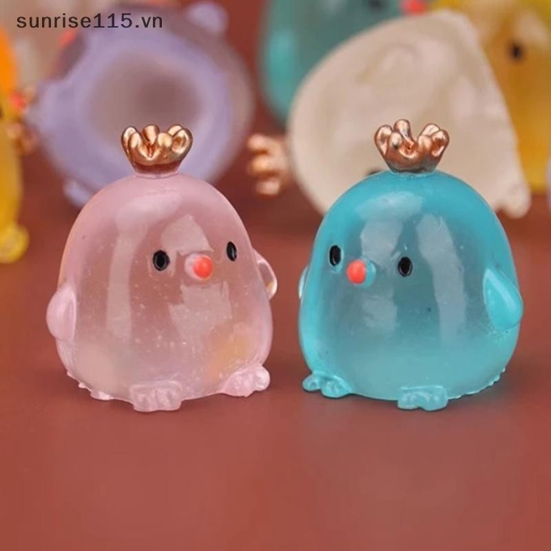 Srvn Vương Miện Dạ Quang Hình Gà Con Trang Trí Phòng Nhựa Nhà Cửa Và Trang Trí Phát Sáng Thu Nhỏ Phong Cảnh Vi Sóng Vịt Quà Tặng Yêu Tinh.