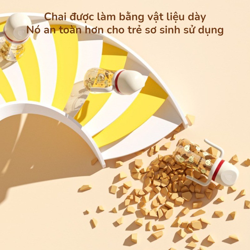 BìNh SữA Cho Bé 300ML Chống Rơi Hoa Văn Dễ Thương Chống Đầy Hơi Độ Nhạy Nhiệt Độ Và Đổi Màu