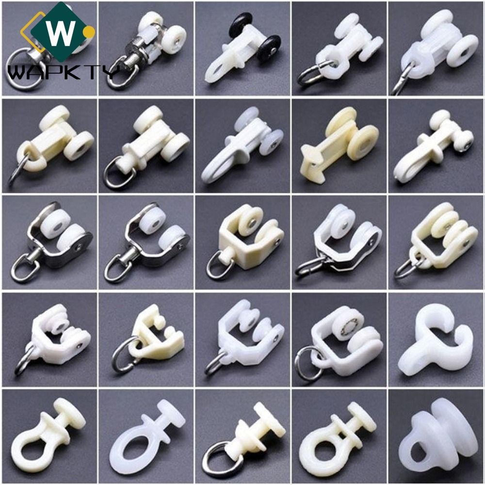 Wapkty 10 Chiếc Rèm Bánh Xe Đường Sắt, Phần Cứng Đồ Nội Thất Thanh Rèm Trang Trí Ròng Rọc, Móc Vòng Thanh Trượt Thẳng Cong Theo Dõi Con Lăn Treo Rèm Theo Dõi Phụ Kiện