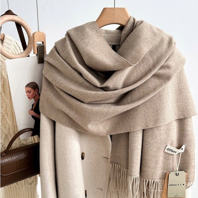 Khăn choàng cổ trơn Different tone màu Neutral chất Cashmere dạ len mềm mịn Khăn len quàng cổ