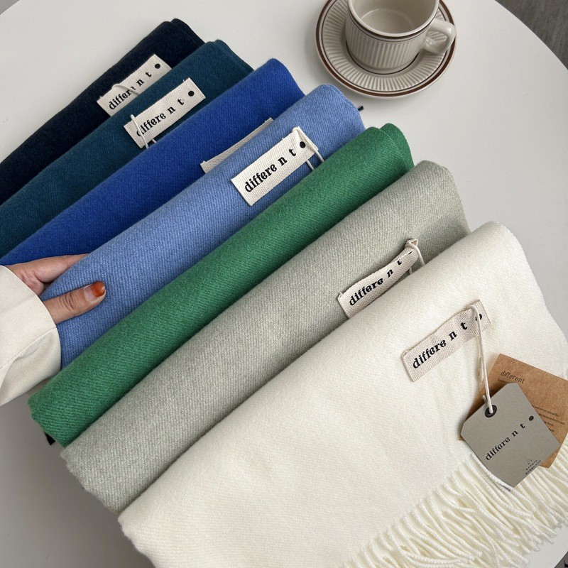 Khăn choàng cổ trơn Different tone màu Neutral chất Cashmere dạ len mềm mịn Khăn len quàng cổ