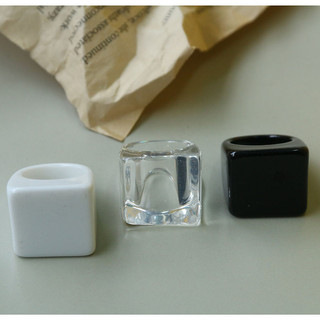 Flat Ring Phiên bản Hàn Quốc trong suốt trắng, đơn giản, thoáng mát cho nam nữ - Cặp nhẫn trang sức bán buôn
