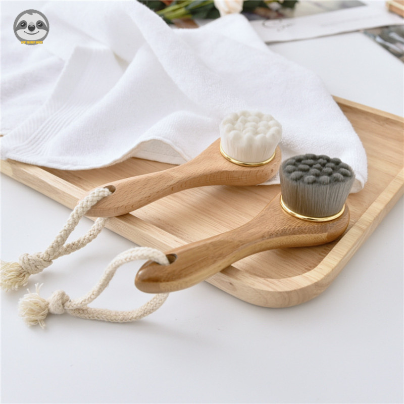 Phong cách Nhật Bản Muji Style / Bàn chải rửa mặt Beech / Dụng cụ rửa mặt tiện dụng Sữa rửa mặt / Bàn chải làm sạch thủ công / Bàn chải Massage bằng gỗ nguyên khối / Bàn chải làm sạch da mặt