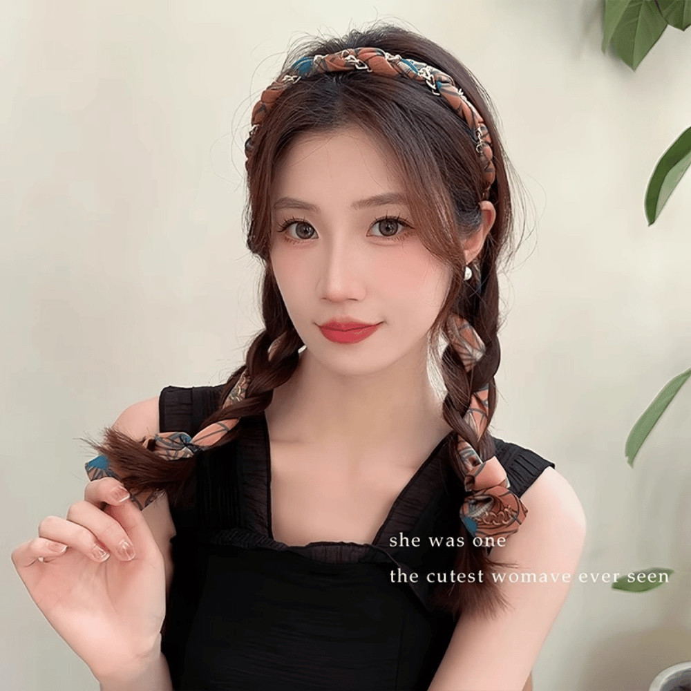 Băng Đô Cài Tóc Nữ, Bờm Bện Tóc Tết Dây Lụa Siêu Xinh Tạo Nhiều Kiểu Hoạ Tiết Sang Chảnh