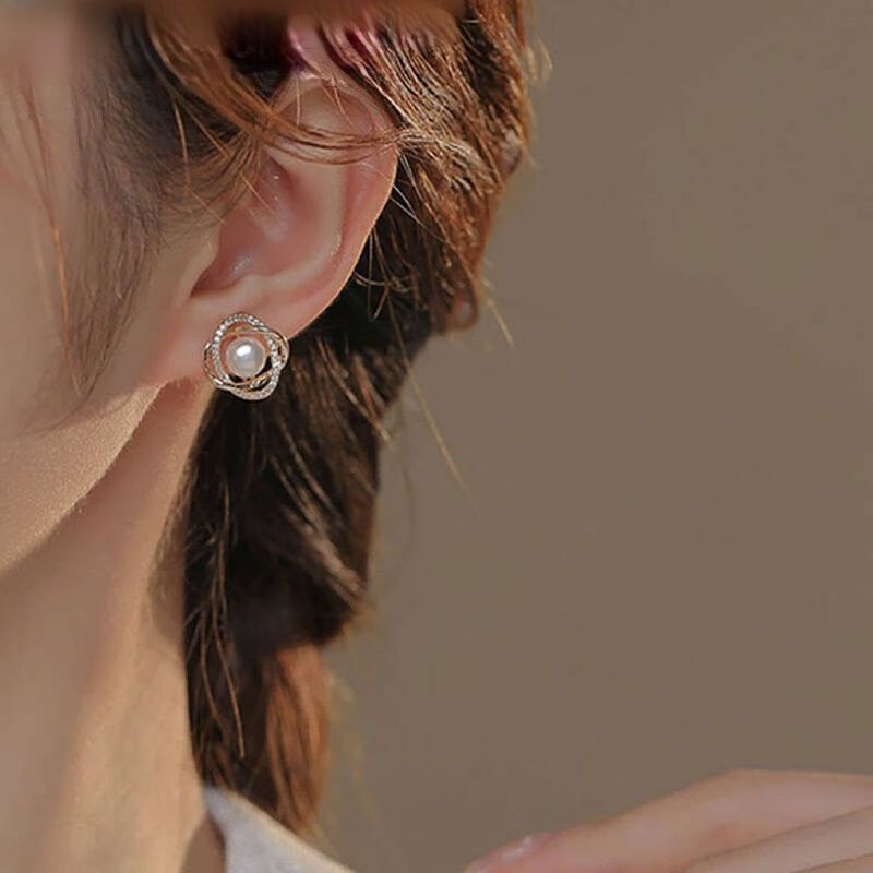 Kẹp tai hạt hoa rỗng Nữ thời trang Pháp Bông tai sang trọng