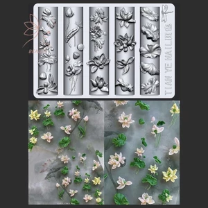 Khuôn làm móng cong 3D Flowers Series Lily Of The Valley Hoa sen Diy Mẫu móng tay trong suốt cao Khuôn làm móng Trang trí nghệ thuật {VN}