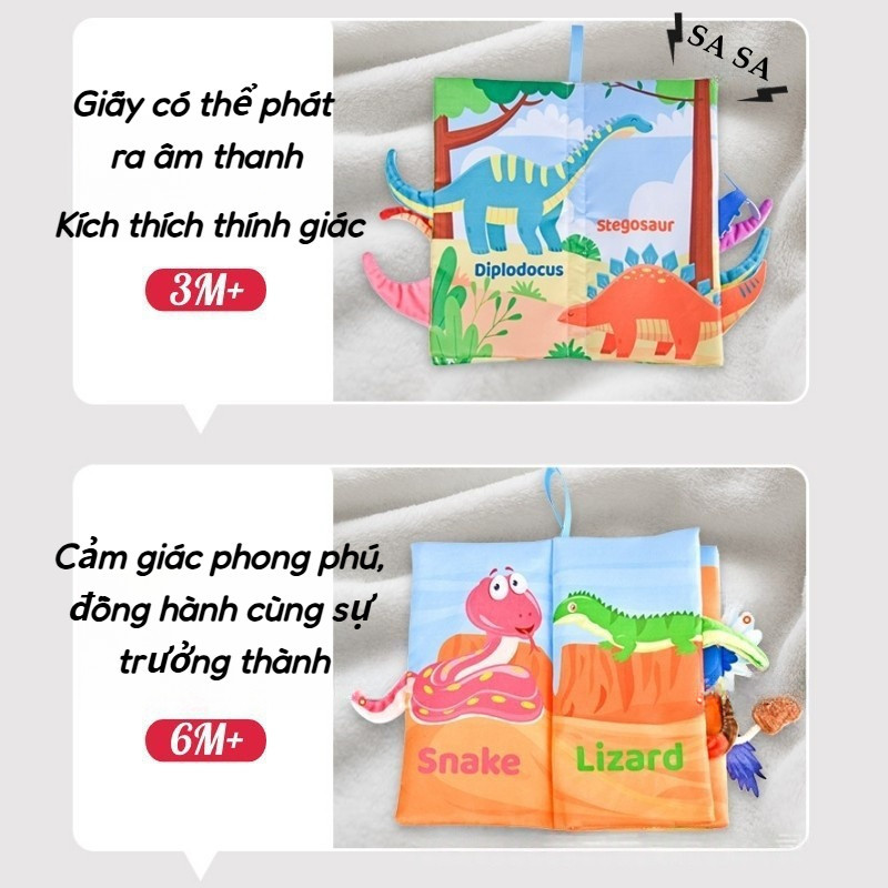 Sách vải 3D, tăng tương tác, sột soạt kích thích trí não an toàn cho bé, cho bé đồ chơi