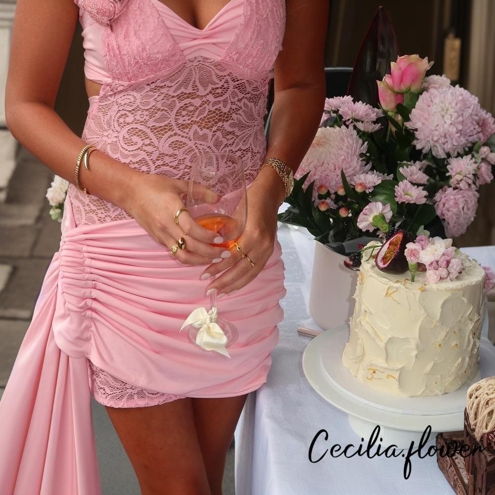 Đầm gợi cảm mùa hè ren mở lưng dây cổ không đều cho nữ