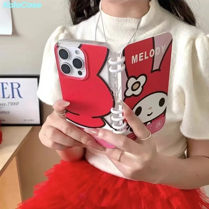 Ốp Thiết Kế Sách Sổ Tay Tương Thích Cho iPhone 17 Air Pro Max Ốp Điện Thoại Sách Mickey Minnie Daisy Hello Kitty Mèo Giai Điệu Gấu Bơ Hoạt Hình Dễ Thương Lật Vỏ Mềm