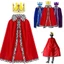 COCODECOVED Áo choàng Halloween Vua, Đỏ nhung Cosplay hóa trang người lớn trẻ em, Bền 80/90/130/150cm choàng vai đốm trắng Hoàng tử hoàng gia sinh nhật