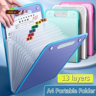 【Fast shipping】Bộ sắp xếp tài liệu 13 lớp - Túi lưu trữ tập tin di động có tay cầm cho giấy kiểm tra