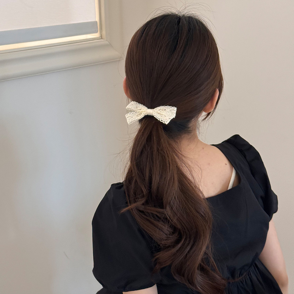 Kẹp tóc nơ ren thanh lịch cho nữ