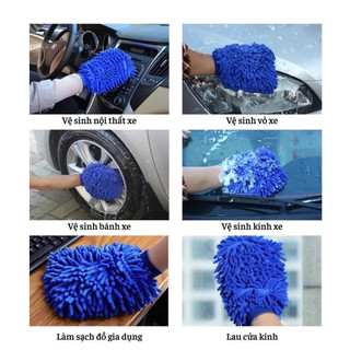 Găng tay rửa ô tô xe máy, bao tay rửa xe san hô làm bằng sợi microfiber mềm mịn tạo nhiều bọt bộ dụng cụ rửa xe