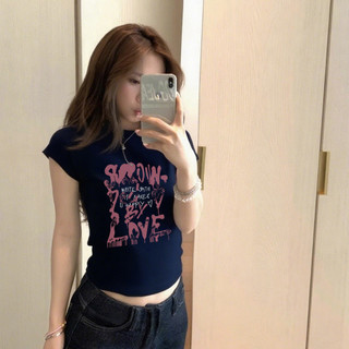áo baby tee ôm body Xanh tím than style âu mỹ thời trang hè mùa hè Eleclassm  áo thun local brand