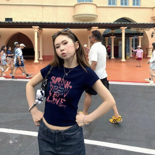 áo baby tee ôm body Xanh tím than style âu mỹ thời trang hè mùa hè Eleclassm  áo thun local brand
