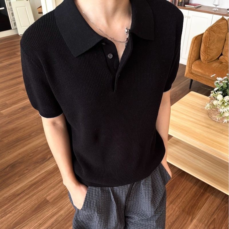 Áo Polo Nam CN Mùa Hè Mới Cổ Điển Thời Trang Dệt Kim Tay Ngắn