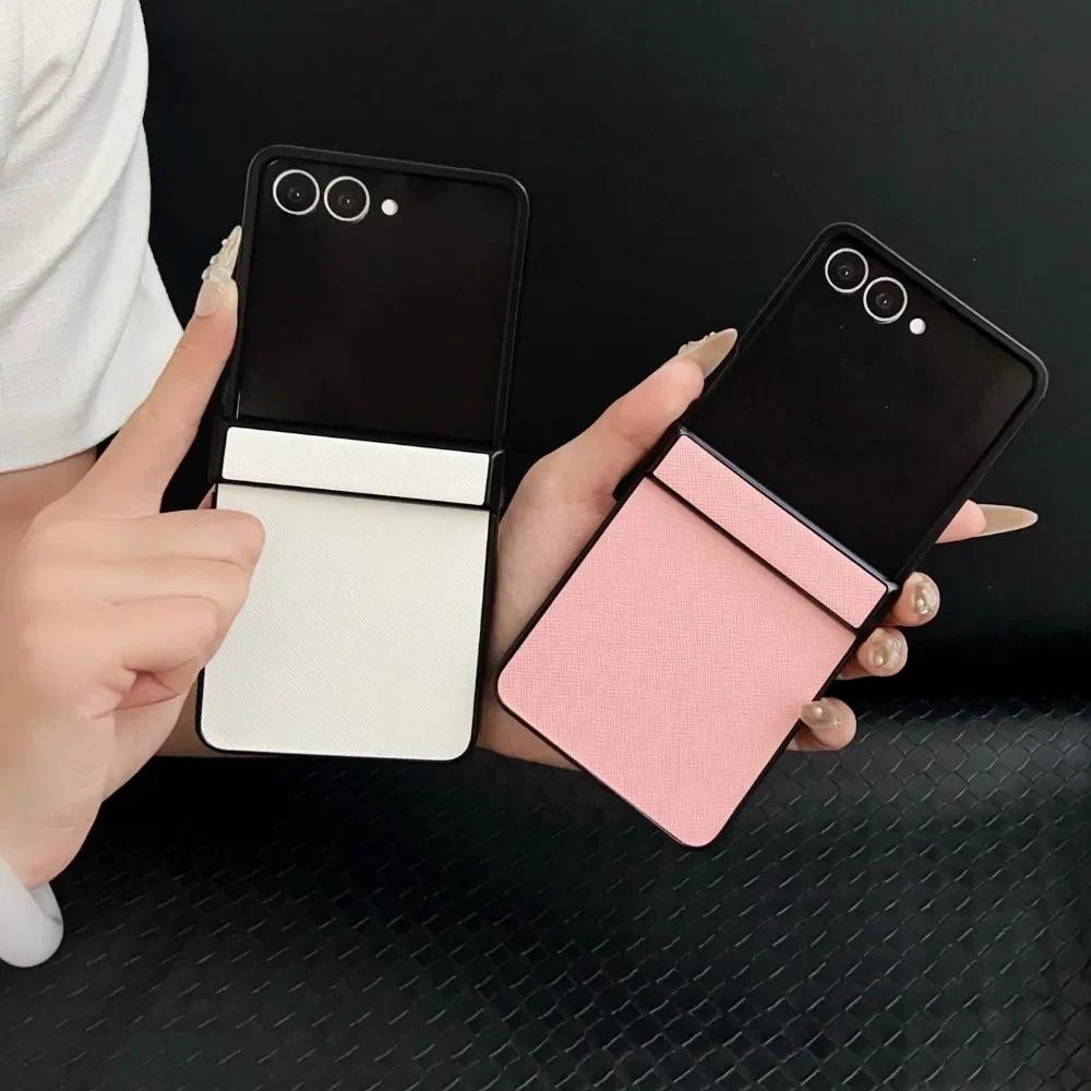 Ốp Điện Thoại Da Họa Tiết Louche Sang Trọng Cho Samsung Galaxy Z Flip 7 6 5 4 3 5G Flip7 Flip6 Flip5 Flip4 Bản Lề Vỏ Bảo Vệ