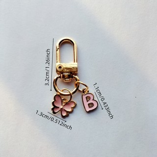 1 Móc Khóa Hợp Kim Mặt Dây Chuyền Bướm Hồng Chữ Cái Tiếng Anh Mặt Dây Chuyền A-Z
