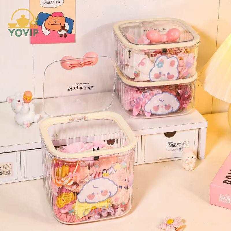 YOVIP Phụ Kiện Trong Suốt Hộp Sắp Xếp Hộp Bảo Quản Đa Năng Dây Buộc Tóc Trang Sức Phòng Tắm Để Bàn Có Sắp Xếp Lưu Trữ VN