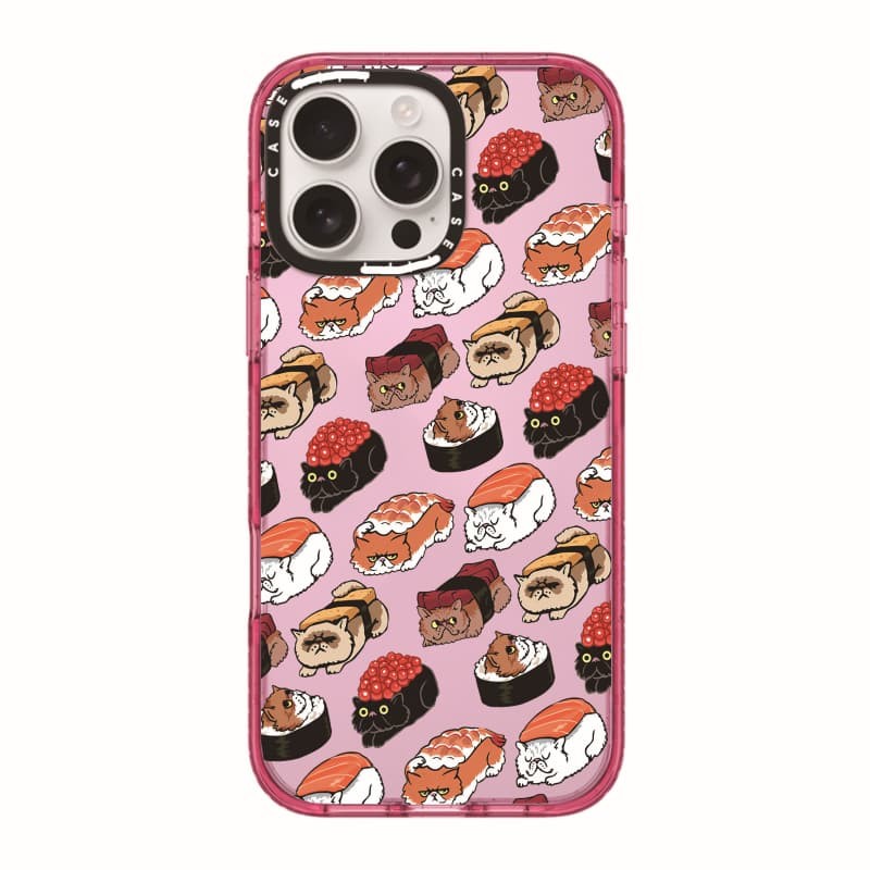 CASECASE X Cat sushi Case Màu Hồng Fizz Trong Suốt Cứng Hút Từ Tính Tác Động Dành Cho Apple IPhone 12 13 14 15 16 Pro Max Plus Có Hộp