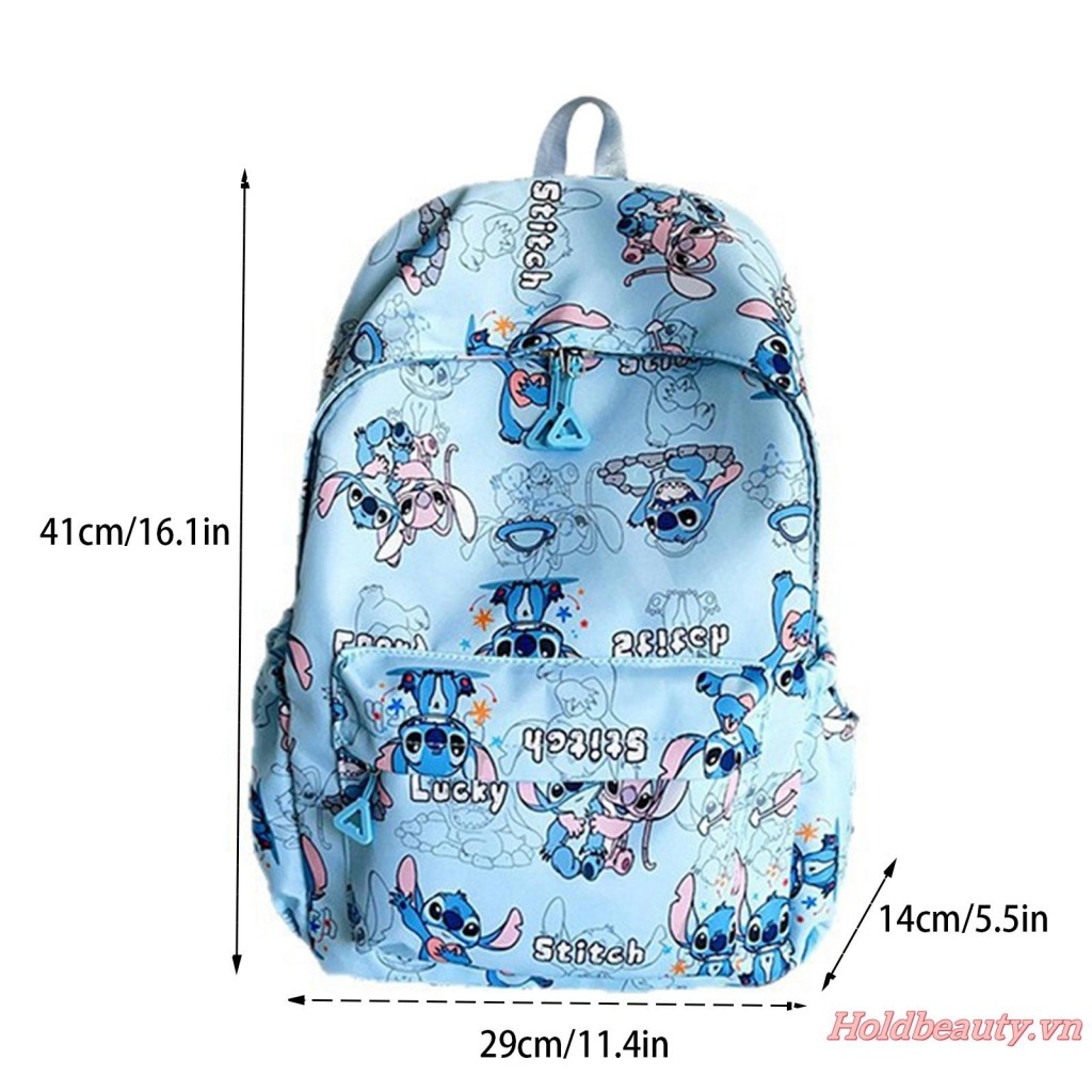 Ba lô in hình Stitch dành cho nữ và bé gái Dung tích lớn Nhiều túi Túi đi học dễ thương