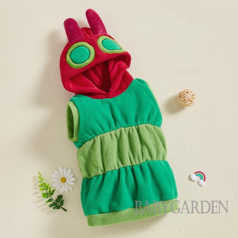 / / -Baby Boy / girl Caterpillar Cosplay Trang Phục Dễ Thương Không Tay Có Mũ Trùm Đầu Áo Vest Halloween Trang Phục Cho Bé Tập Đi