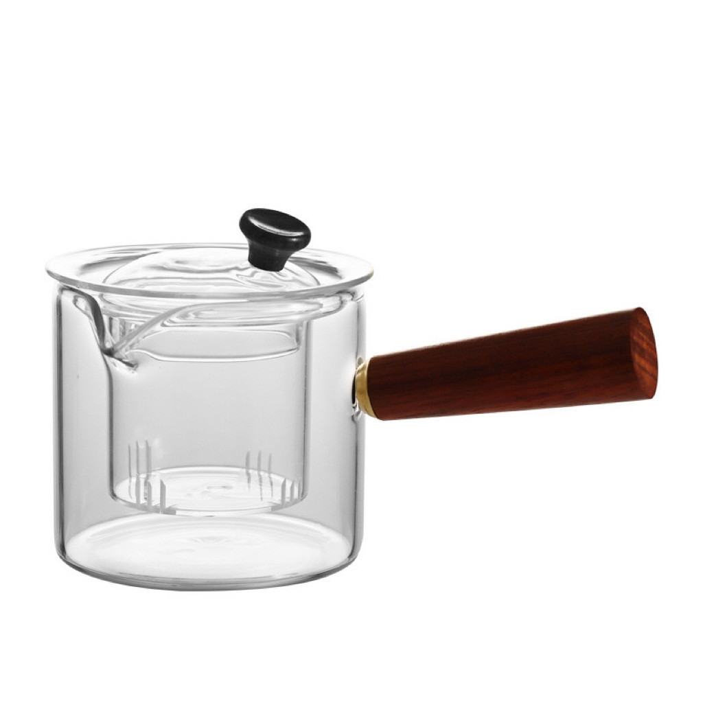 Ấm trà thủy tinh dày chịu nhiệt Borosilicate cao 500ml Bộ trà Kung Fu tay cầm bên hông