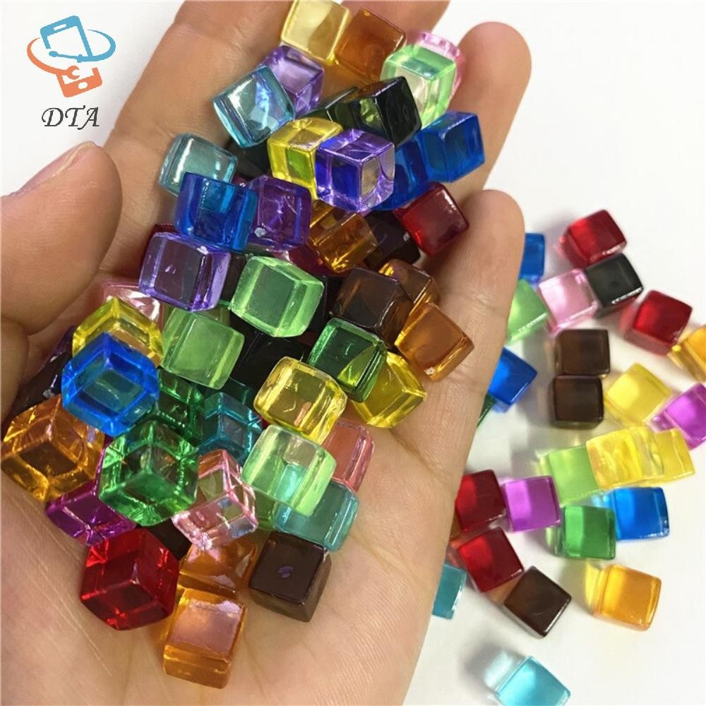 [DTA] 50 Cái / bộ Khối Lập Phương Trong Suốt 8 Mm Pha Lê Nhiều Màu Sắc Góc Vuông Trong Suốt Xúc xắc Cờ Vua Mảnh Góc Phải Cho Trò Chơi Board VN