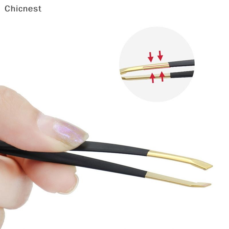 [Chc] Dụng cụ trang điểm lông mày phẳng / nghiêng bằng thép không gỉ Dụng cụ trang điểm lông mi giả [VN]