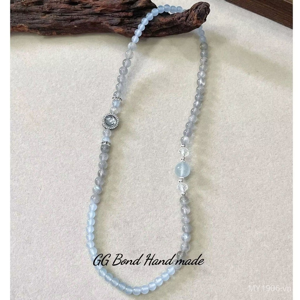 Vòng tay đôi aquamarine màu ánh trăng, phong cách cổ điển, thiết kế nhẹ nhàng dành cho bạn gái