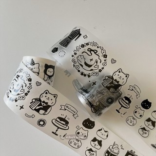 Washi tape mèo Yier Cat Cafe bế sẵn viền chiết 1M