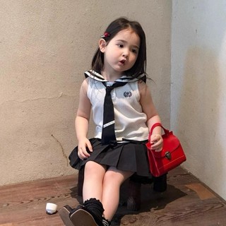 S356-[tomnaukid] Set áo thủy thủ phối chân váy xếp ly cho bé gái size từ 8-30Kg