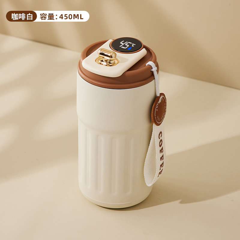 450ML Mới Thông Minh Hiển Thị Nhiệt Độ 316 Thép Không Gỉ Cách Nhiệt Cốc Ins Phong Cách Cá Tính Di Động Cốc Cà Phê
