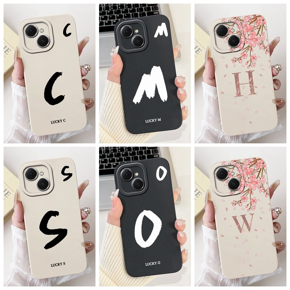 Ốp lưng Tecno Spark 40C Thời trang Silicon Chữ A-Z Hoa sang trọng Vương miện mát mẻ Mặt sau chống sốc Vỏ điện thoại Techno Spark 40C
