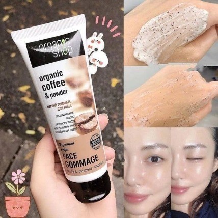 Tẩy tế bào chết Face Cafe Gommage Organic Shop 75ml, Tẩy da chết mặt the face