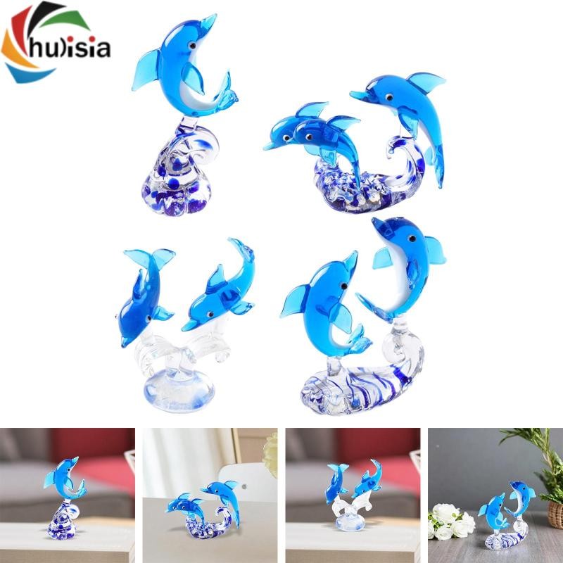 chulisia Trang Trí Cá Heo Trong Suốt Tượng Cá Heo Trang Trí Trung Tâm Trang Trí Kệ Sách Thủ Công Phòng Khách Kính Cá Heo Đồ Trang Trí