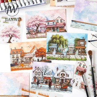 JIANWU Theo Mùa Minh Họa Series Vintage Hoa Vật Liệu Phong Cảnh Tuyết Cắt Dán Sáng Tạo DIY Tạp Chí Văn Phòng Phẩm