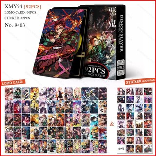 GC9 92 Cái / bộ Demon Slayer Dán Ảnh Hai Mặt LOMO Thẻ Bưu Thiếp Đóng Hộp Bộ Sưu Tập Thẻ CG9