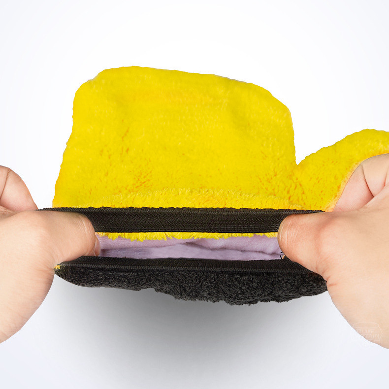 Khăn lau xe microfiber Găng tay hai mặt cao cấp không rụng lông, khăn lao ô tô Găng tay, xe hơi, xe máy chuyên dụng siêu thấm cao cấp